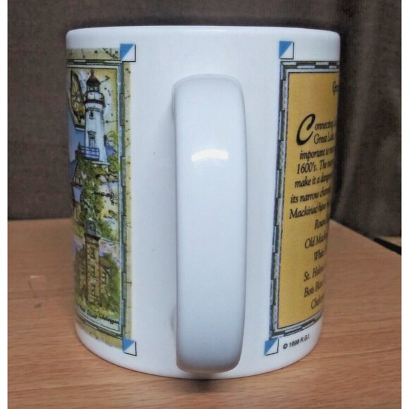 Donna Elias Series Mug Lighthouses of the Straits of Mackinac Sea Chart Collage - Picture 8 of 11